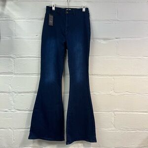 High waist flare,  bell bottom stretch jeans, dark wash, JC JQ, NWT, 12/xl